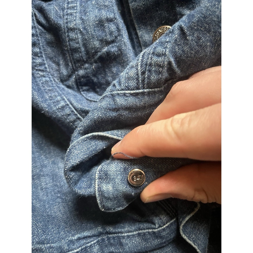 Vintage Levi's White Tab Slim Fit Indigo‎ Dark Wash Trucker Jacket Mens Small - Picture 5 of 9